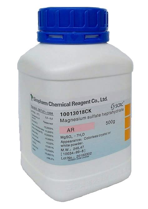 Chemical product and company identification product name: Magnesium Sulfate Heptahydrate Cat. 10013018 Packing : 500 ...