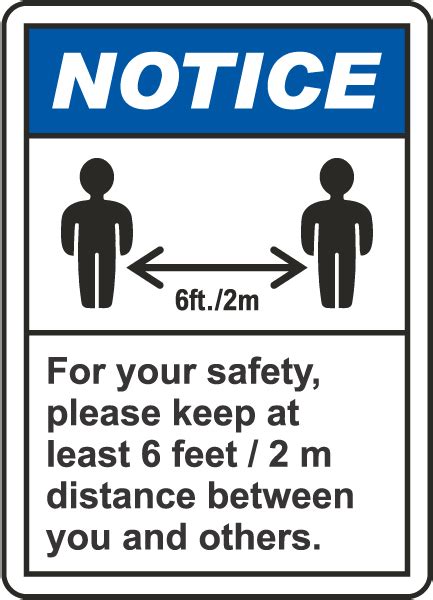 For Your Safety Please Keep At Least 6 Ft Distance Sign Save 10