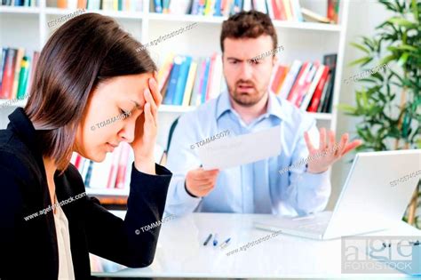 Sad Candidate During Bad And Negative Job Interview Stock Photo