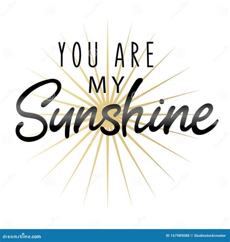 You Are My Sunshine Romantic Card With Handdrawn Lettering Love Quote