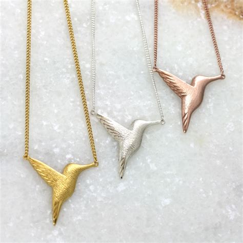 Personalised Ct Gold Hummingbird Necklace Hummingbird Necklace Gold