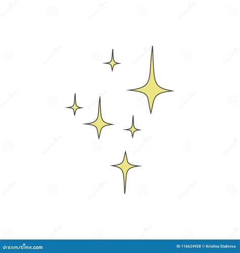 Yellow Four Pointed Stars On A White Background Vector Illustration