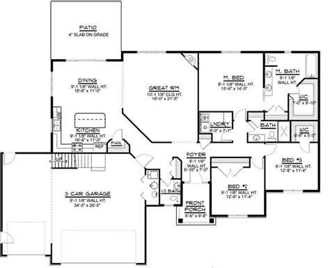 Traditional House Plan 3 Bedrooms 2 Bath 2021 Sq Ft