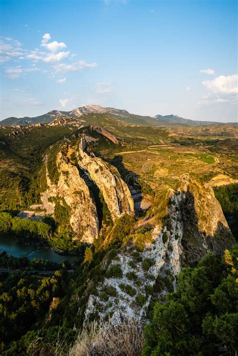 Mountain Formations And The Ebro River In La Rioja Stock Photo Image