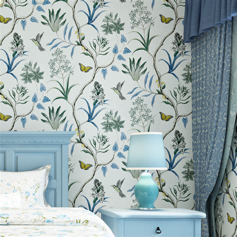 Wallpapers Youman 3d Modern Home Decor Flower Wallpaper Blue