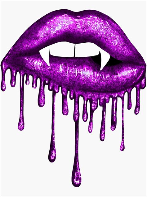 sexy vampire purple glitter drip lips sticker for sale by masterdigital71 redbubble