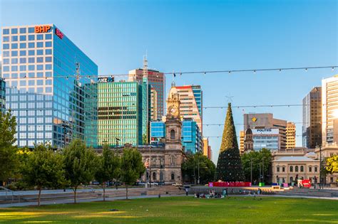 Christmas Tree On Victoria Square In Adelaide City Australian Stock