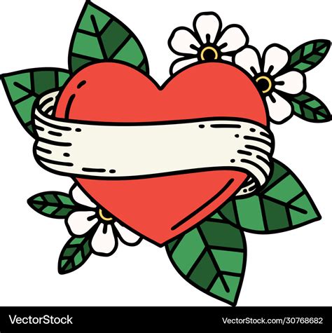 Traditional Tattoo A Heart And Banner Royalty Free Vector