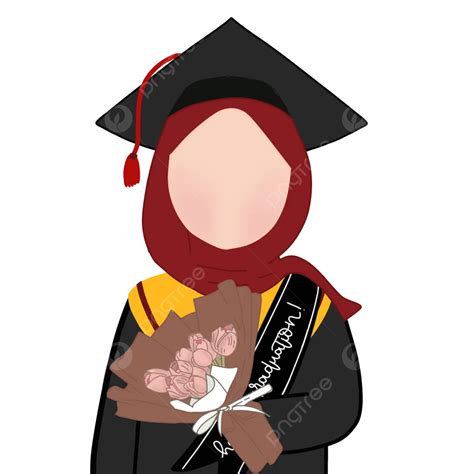 Graduation Muslim Hijab Girl With Transparent Bouquet Muslim