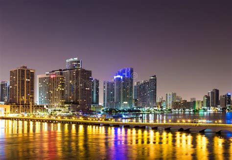 Miami At Dusk Stock Image Image Of United Bridge Coast 55380689