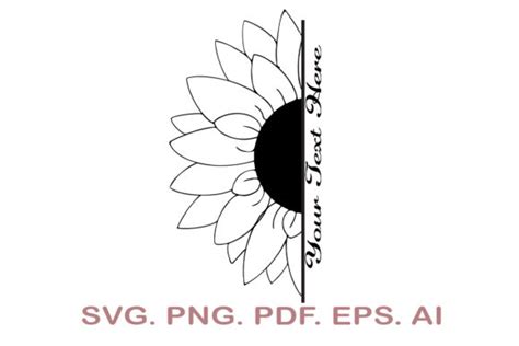 1 Half Sunflower Svg Designs And Graphics