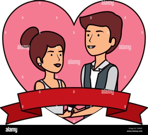 Recently Married Couple In Heart Frame Stock Vector Image And Art Alamy