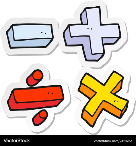 Sticker Of A Cartoon Math Symbols Royalty Free Vector Image