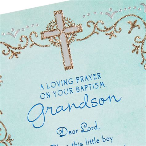 Silver Cross Religious Baptism Card For Grandson Greeting Cards