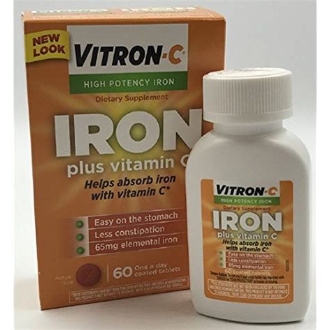 Rich or low in multiple nutrients, glycemic index, vegan or vegetarian. Vitron-C Iron Element 65mg Pills High Potency Supplements ...