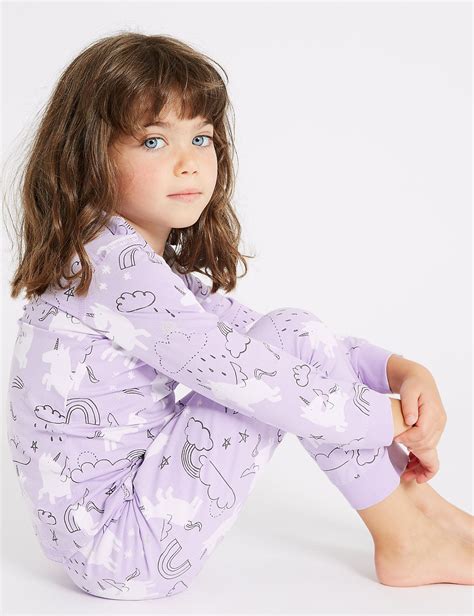 Cotton Pyjamas With Stretch 1 7 Years Mands Girls Nightwear