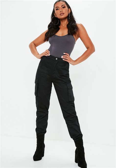 Tall Black Plain Cargo Pants Missguided Petite Outfits Cargo Pants