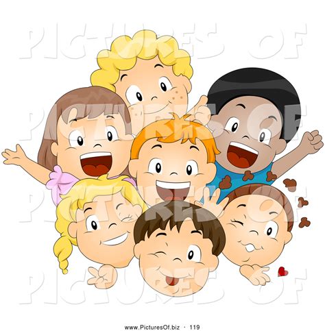 Vector Clipart Of A Friendly Group Of Happy Diverse Children Smiling