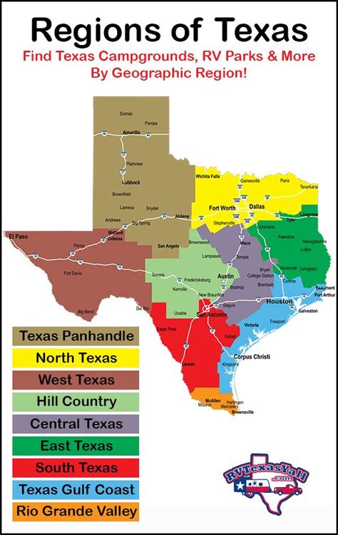 Texas 4 Regions Map With Cities