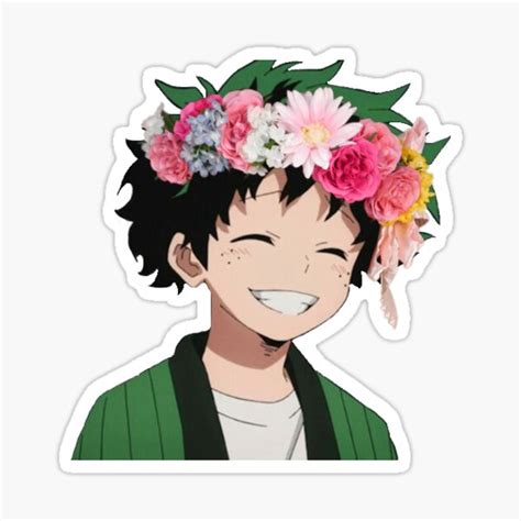 Izuku Midoriya Flower Crown My Hero Academia Sticker By Ngeagle