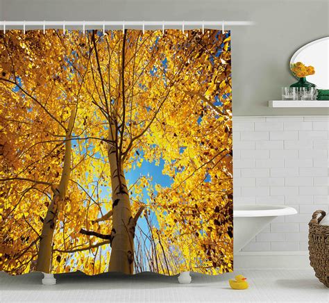 Nature Shower Curtain Autumn Fall Season Trees Forest Leaves Branches