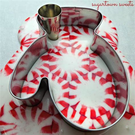 Make a candy cane inspired ornament, a beaded candy cane ornament, and a paper craft. Sugartown Sweets: Melted Peppermint Ornaments~Mittens ...