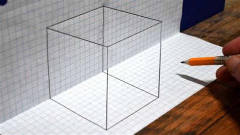 How To Draw A Cube 3d Trick Art On Graph Paper Perfect For