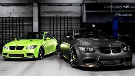 Two Gray And Green Bmw Coupes Car Bmw Green Cars Black Cars Hd