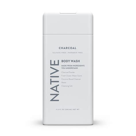 Native Natural Body Wash Charcoal Sulfate Free 115 Oz