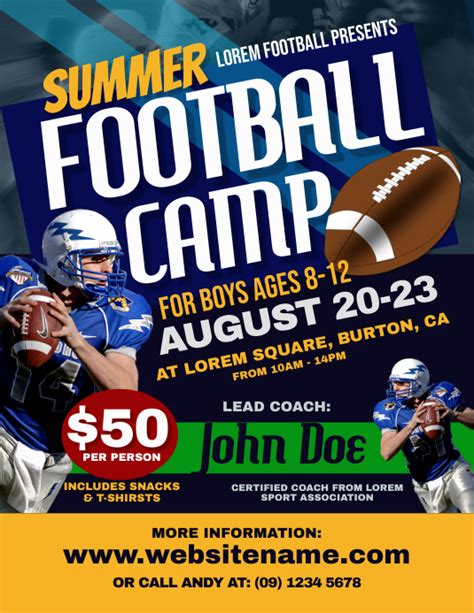 Football Camp Flyer Template Postermywall