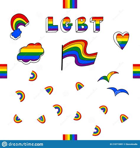 set of lgbt icons flag lgbt hearts rainbow template design vector illustration love wins