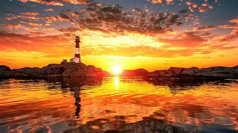 Lighthouse At Sunset 1920 X 1080 Photo Magnifique