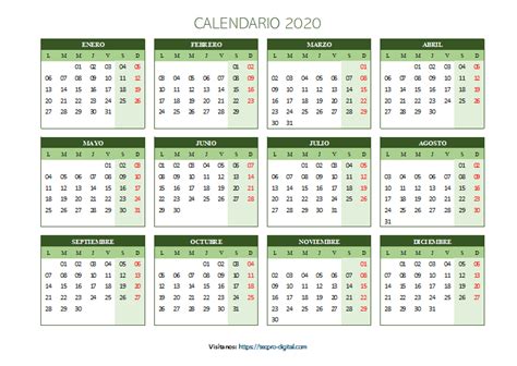 Plantilla Calendario Anual Excel Tecpro Digital