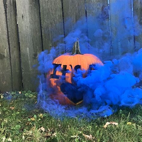 Carved Pumpkin And Smoke Stick For Gender Reveal Fall Gender Reveal