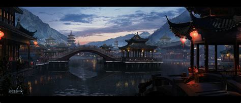 Night City Of China By Manoj Atkare Fantasy Landscape Fantasy City
