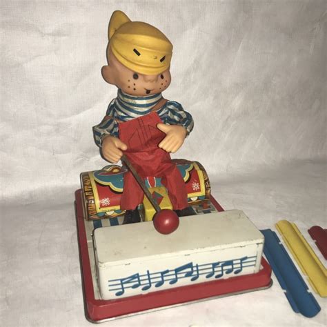1950â€™s Dennis The Menace Xylophone Toy Tin Battery Op Robot Sears