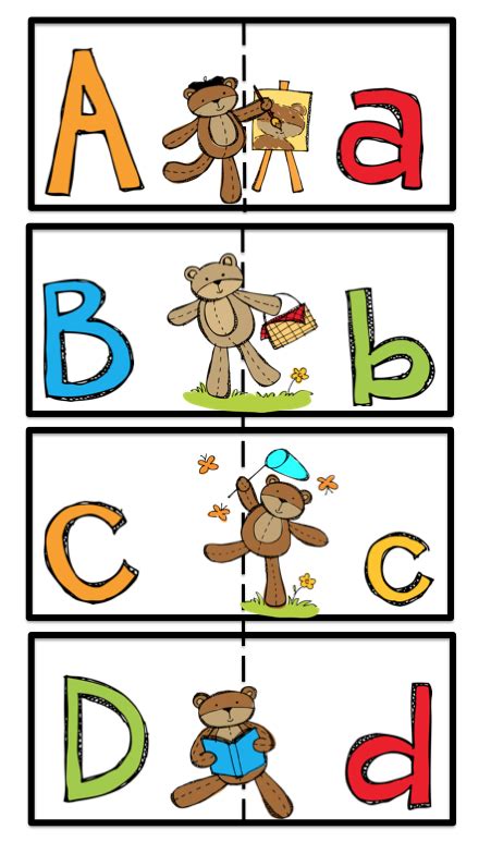 Bears At School Alphabet Cards Preschool Printables