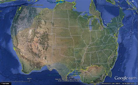 United States Overlaid On Australia More Size Maps On The Web