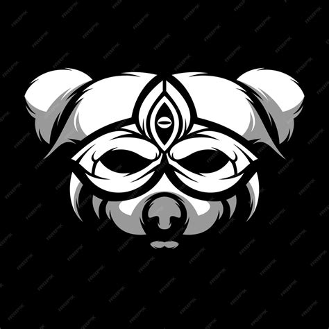 Premium Vector Red Panda Mask Black And White Mascot Design