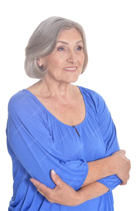 premium photo beautiful senior woman posing isolated on white background