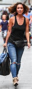 Myleene Klass Goes Braless In Low Cut Vest Top In London Daily Mail
