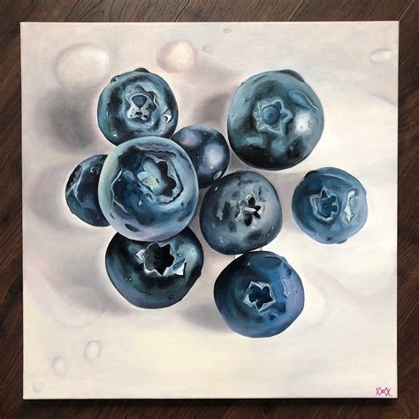Oil Painting Blueberry Berries Picture Etsy