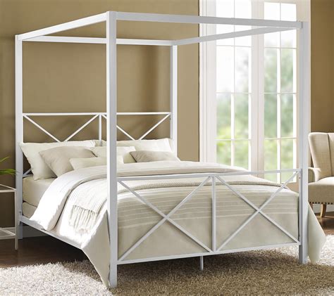 Dorel Rosedale White Metal Canopy Queen Bed