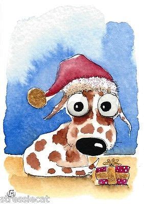 Polish your personal project or design with these christmas dog transparent png images, make it even more personalized and more attractive. ACEO Original Watercolor Folk Art Whimsical Animal Pet Dog ...