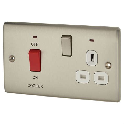 Bg 45a Double Pole Cooker Control Unit With Neon Brushed Steel