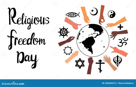 Religious Freedom Day Lettering Posterhuman Solidarity Stock Vector
