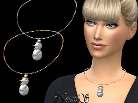Snowman Pearl Pendant Necklace Found In Tsr Category Sims 4 Female