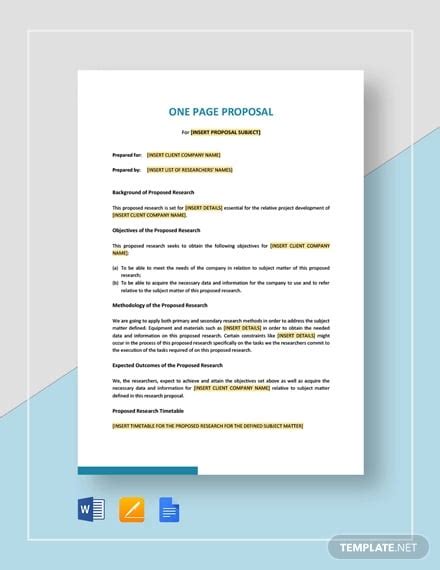 6 How To Write A One Page Proposals Templates Pdf Word Free