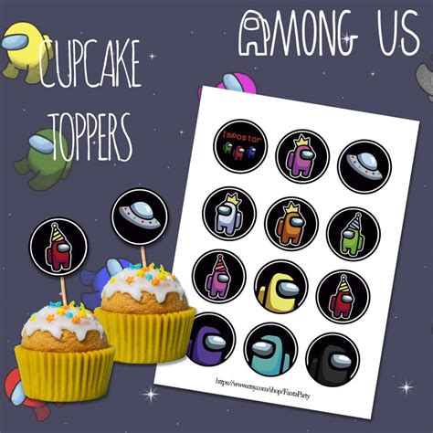Printable Among Us Cupcake Toppers Cupcake Tags Direct Etsy In 2021