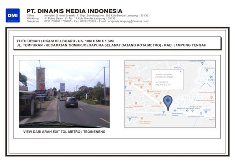 Billboard Jl Tempuran Trimurjo Gapura Selamat Datang Kota Metro Terkontrak N Pt Dinamis